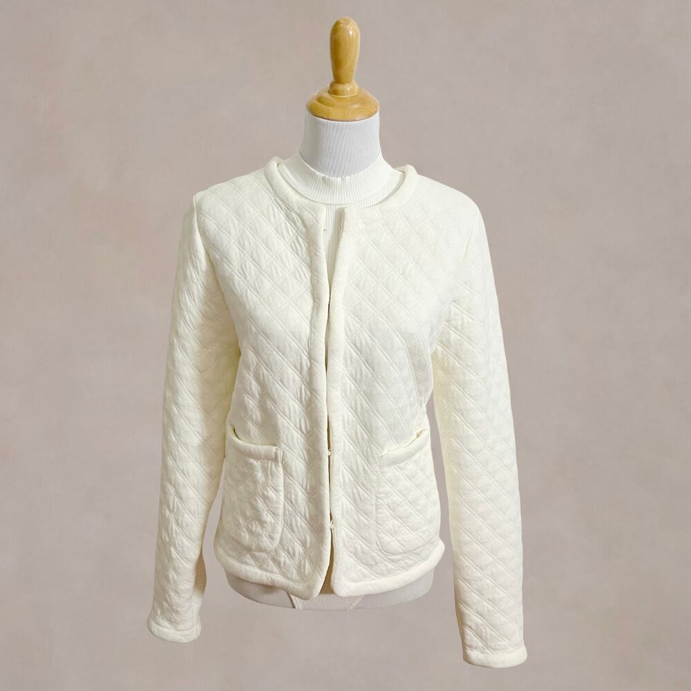 J.Crew Quilted Jacket White NWT Womens Cotton Lightweight Layer M